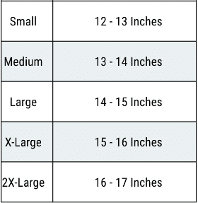 size chart shoulder flex