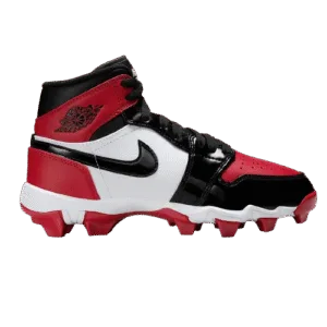 cleats jordan 1 mid kids rojo negro
